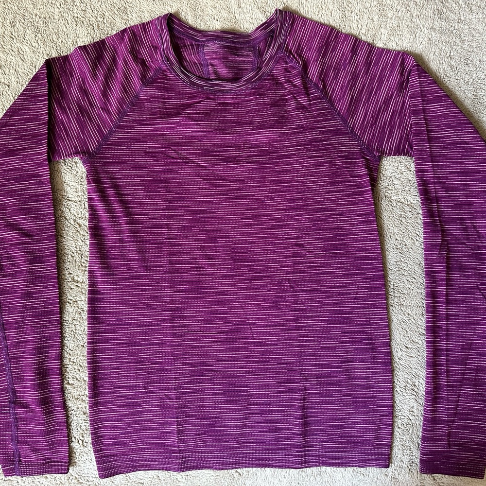 Athleta Purple Space-Dye Long Sleeve Tee